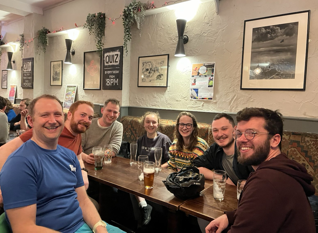 Squash playing socialising in the Auld Hoose pub